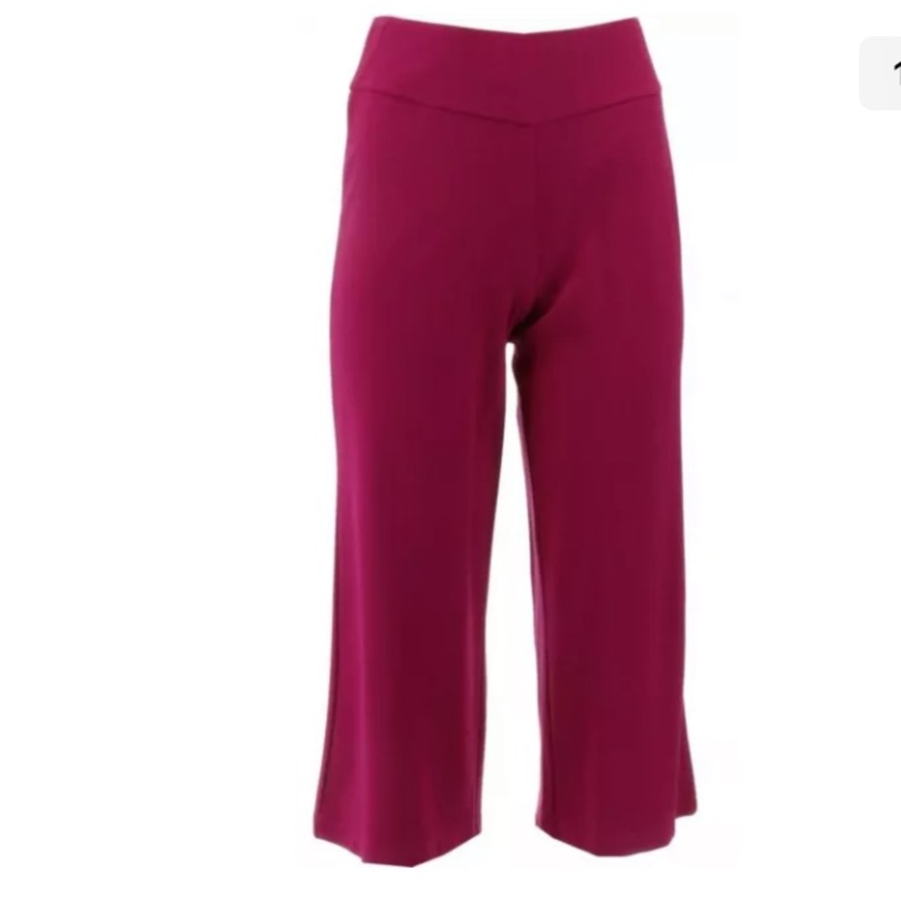 Bob Mackie Knit Twill Gaucho Pants Raspberry XL NEW
